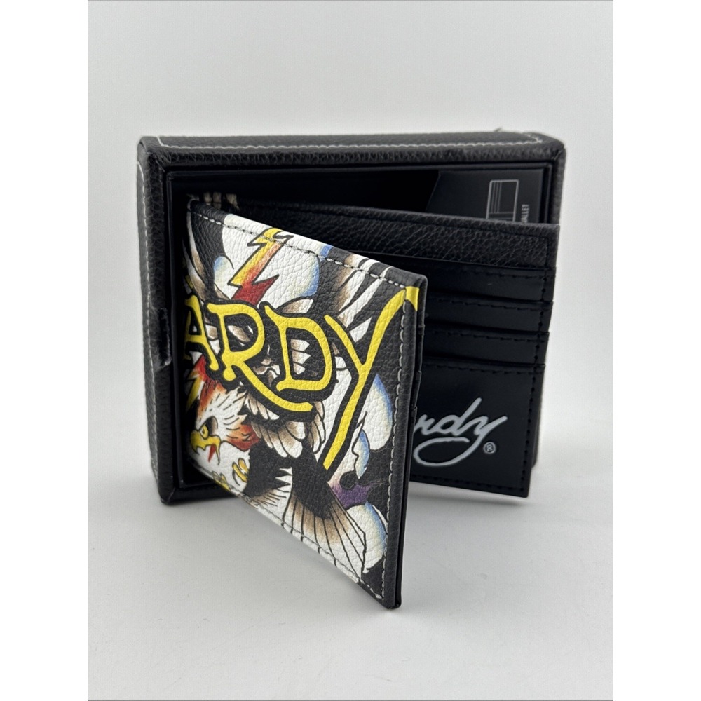 Ed Hardy Multicolor Men's Bifold Wallet Art Design Multiple Card Slots ID Window